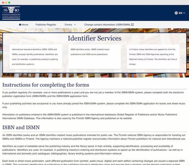 Preview image of the identifier services public website